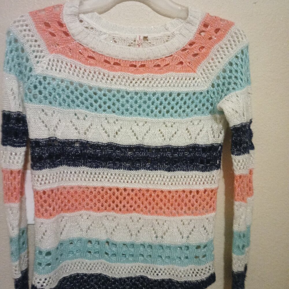 Pink Blue White Knit Sweater